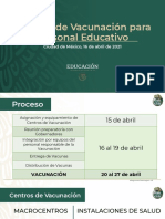 SEP Vacunación Personal Educativo, 16abr21
