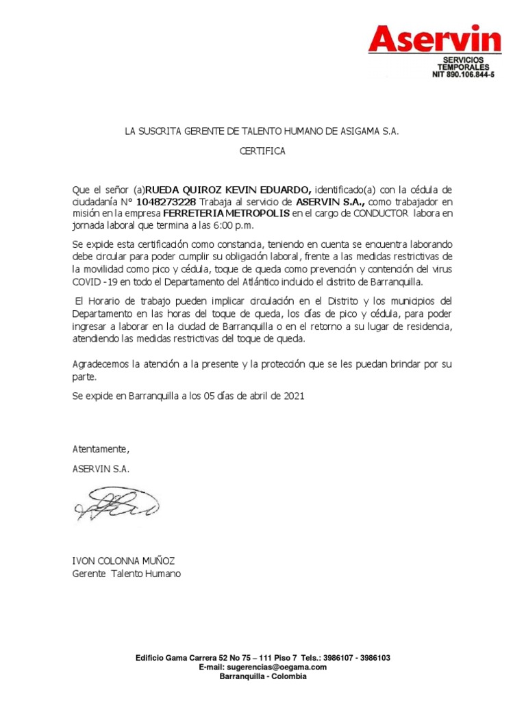 Movilidad Kevin Rueda Actualizado | PDF