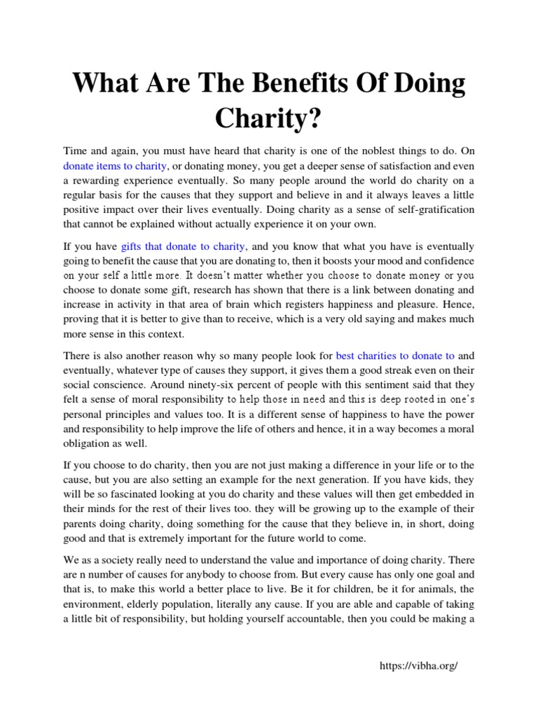 What Are The Benefits of Doing Charity | PDF | Happiness ...