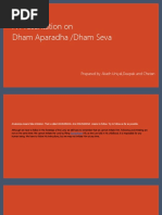 A Presentation On Dham Aparadha /dham Seva: Prepared by Akash Uniyal, Deepak and Chetan