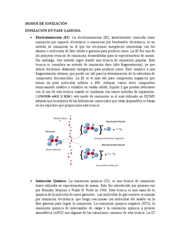 Modos de Ionización en Espectrometría | PDF | Espectrometría de masas ...