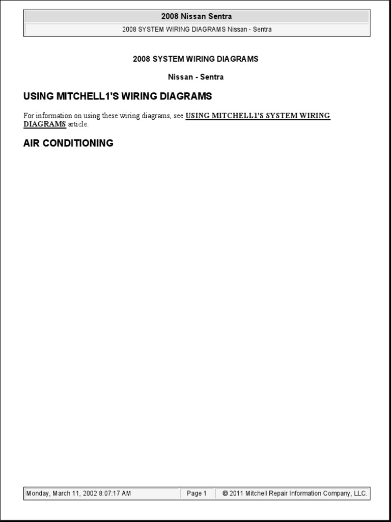 2008 Nissan Sentra Wiring Diagrams | PDF | Front Wheel Drive Vehicles