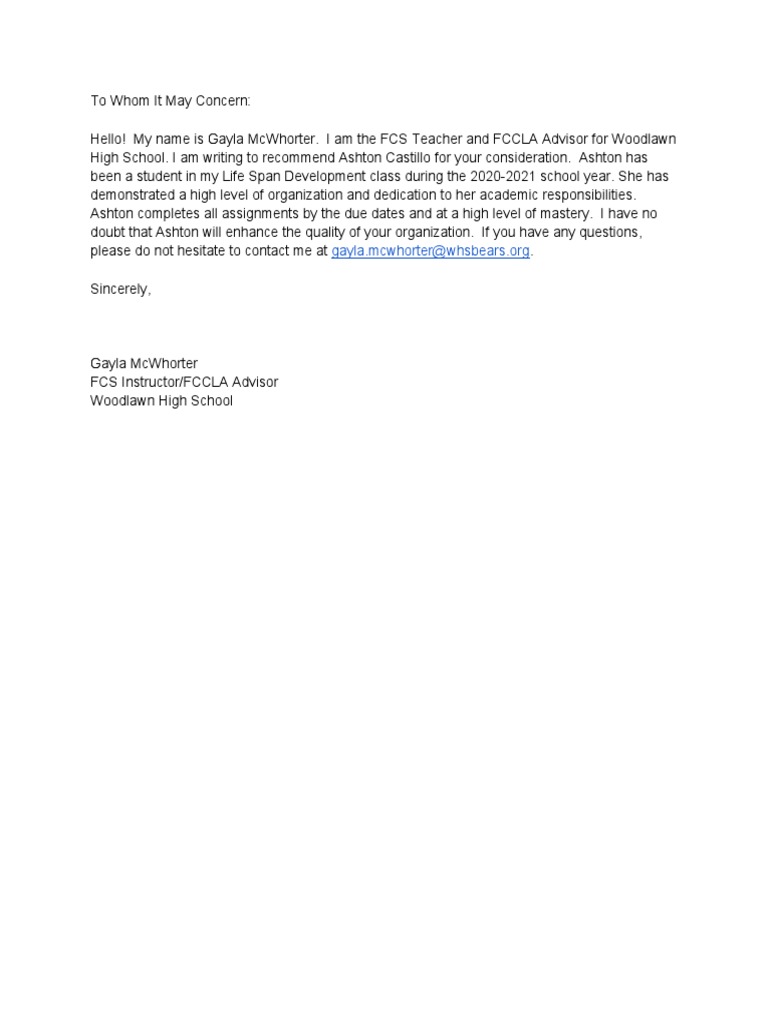 Reference Letter | PDF