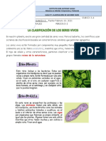 Guía N°1 Naturales. Clasificación de Los Seres Vivos