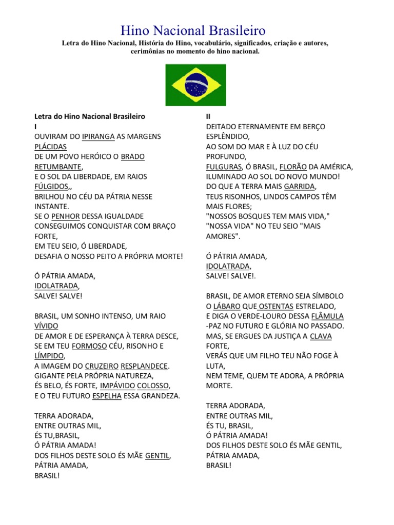 Análise completa do Hino Nacional Brasileiro: letra, história ...