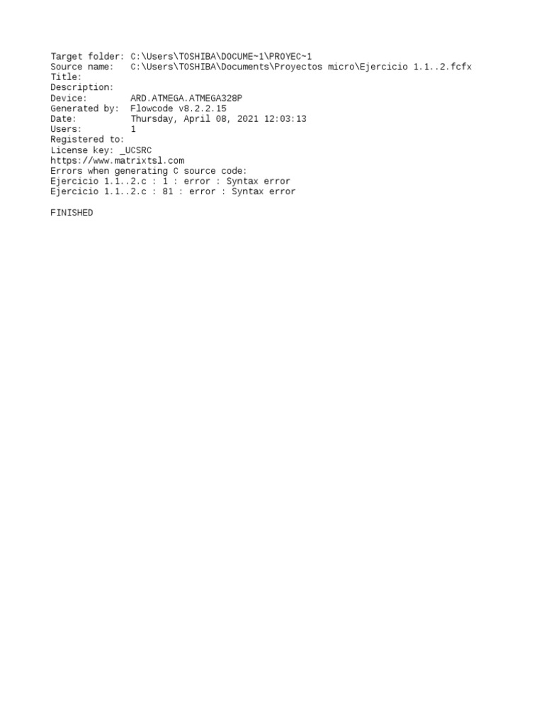 Flowcode Syntax Errors in C Code | PDF