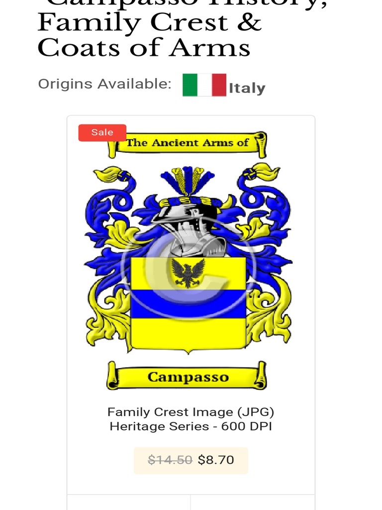 Campasso Name Meaning, Family History, Family Crest & Coats of Arms | PDF