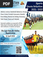 Sports Quota Selection 2021 2022