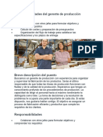 Responsabilidades Del Gerente de Producción Incluyen