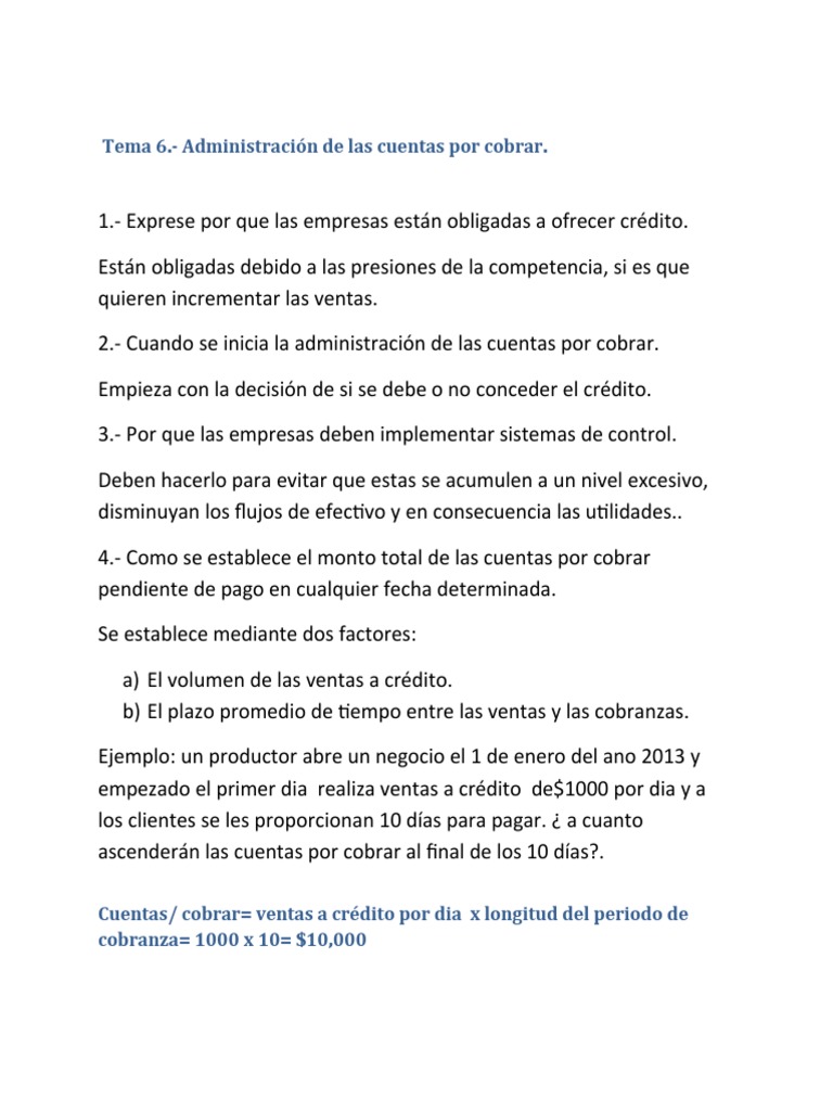 Tema 6. Administracion de Las Cuentas Por Cobrar | PDF | Empresas | Crédito
