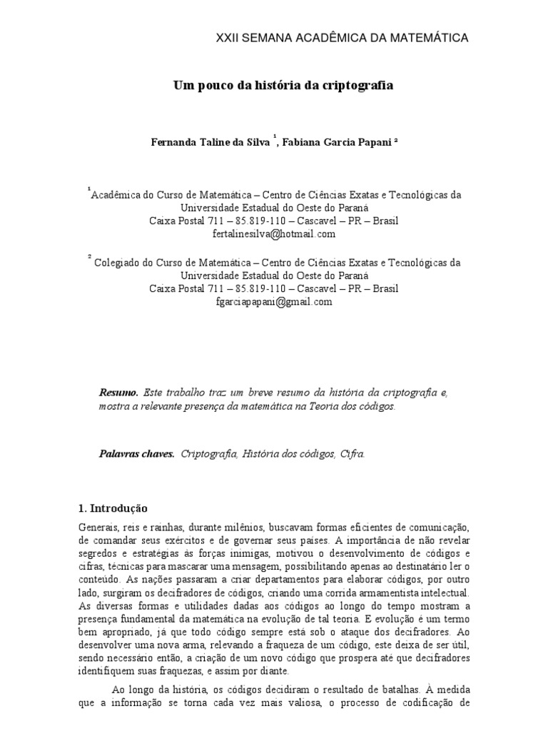 História Da Criptografia Pdf Criptografia Criptoanálise