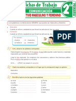 Género Del Sustantivo Masculino y Femenino para Segundo Grado de Primaria