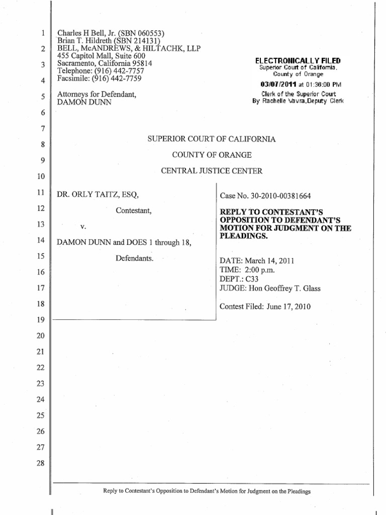 Reply To Opposition To Motion For Judgment On The Pleadings | PDF