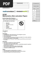 GCSE Maths Practice Paper - Circle Theorems