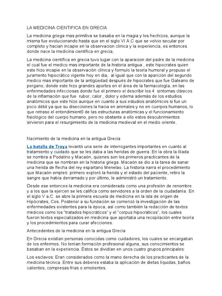 Medicina Científica en la Antigua Grecia | PDF | Aristóteles | Medicina