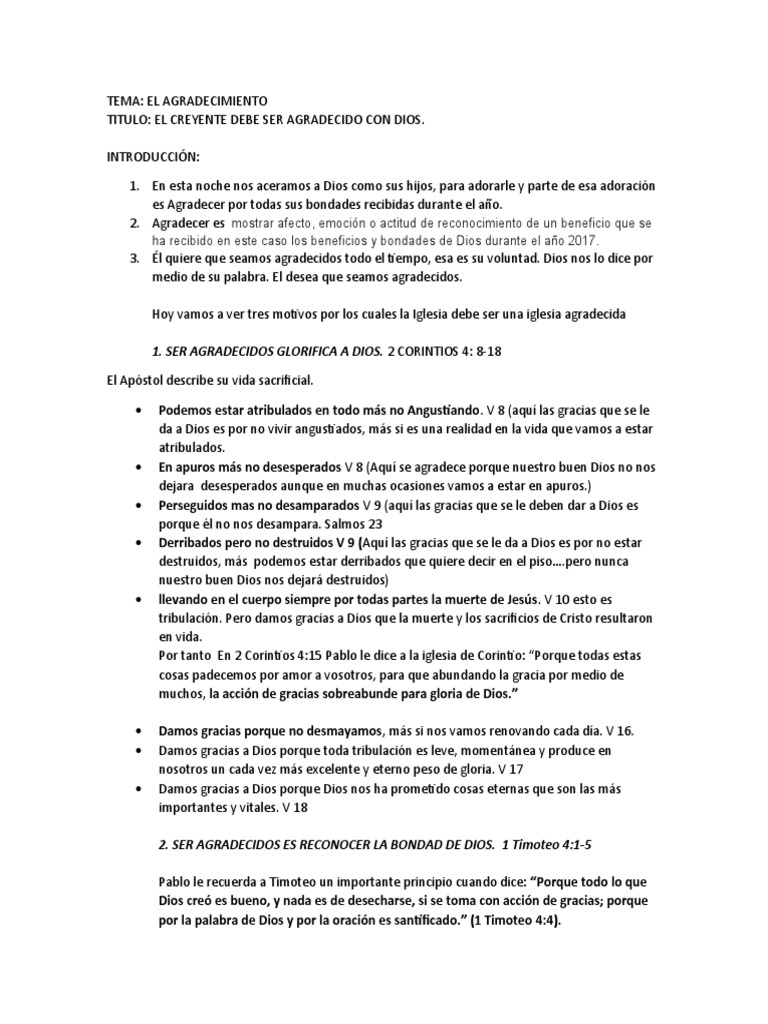 La Importancia de Agradecer a Dios | PDF | Gratitud | Dios