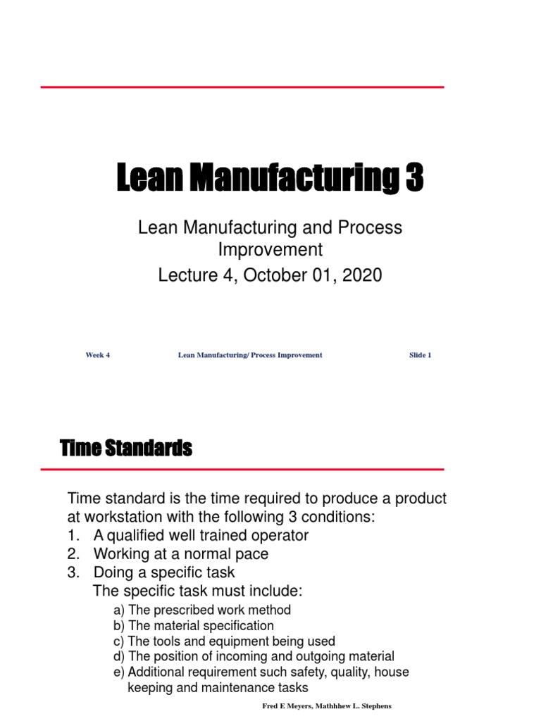 Lean Manufacturing Time Study | PDF | Production And Manufacturing ...