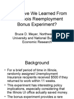 Presentation of Bruce Meyer's "What Have We Learned From The Illinois Reemployment Bonus Experiment?"