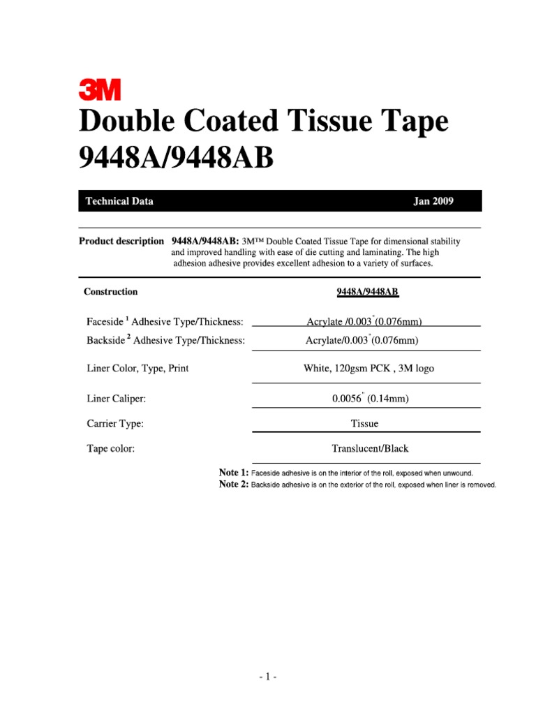 Double Coated Tape 9448 Information PDF