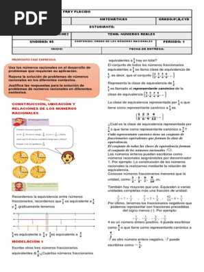 Hoja De Trabajo Para Ordenar Números Racionales En Una Línea Numérica