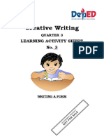 Creative Writing: Learning Activity Sheet No. 3