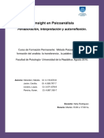 El Insight en Psicoanalisis. Perlaboración, Interpretación y Autoreflexión