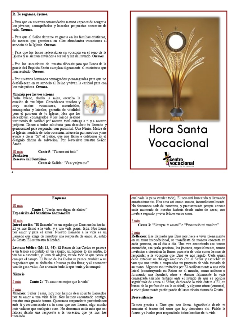 Hora Santa Vocacional PDF Amor Oración