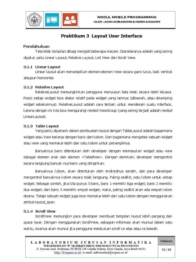 Layout User Interface dalam Mobile Programming | PDF | Komputer