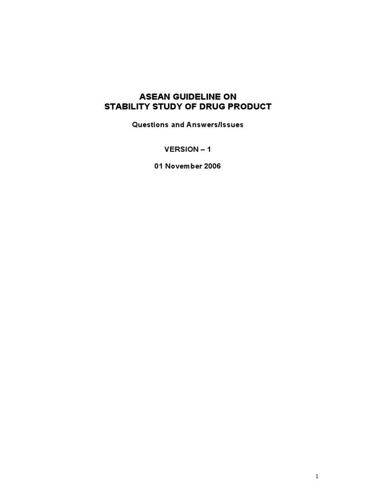 ASEAN Stability Study Guidelines Q&A | PDF | Pharmaceutical Formulation ...