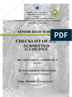EPAC SHS checklist of A.S. submitted requirements
