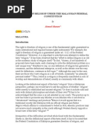 Download FREEDOM OF RELIGION UNDER THE MALAYSIAN FEDERAL CONSTITUTION by Sarah Nadia SN50327681 doc pdf