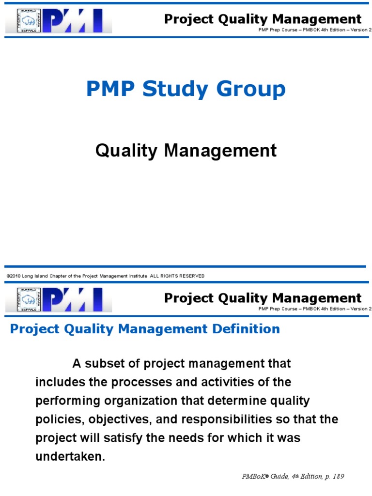 PMP Study Group: Quality Management | PDF | Project Management ...