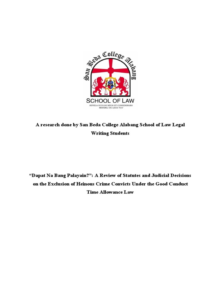 Good Conduct Time Allowance Thesis PDF Crime & Violence Crime