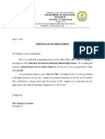 Certificate of Employment: Department of Education Region Iii Division of Cabanatuan