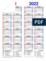 Two Year Calendar 2021 2022 Portrait Side by Side Red Blue