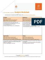 Personal SWOT Analysis Worksheet: Strengths Weaknesses