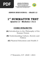 1 Summative Test: Core Subjects