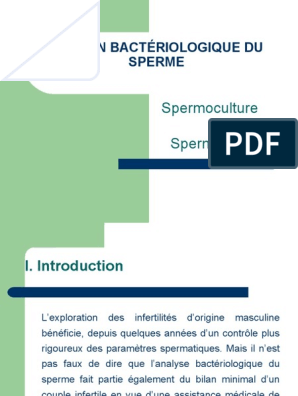 Examen Bactériologique Du Sperme: Spermoculture Et Spermogramme ...