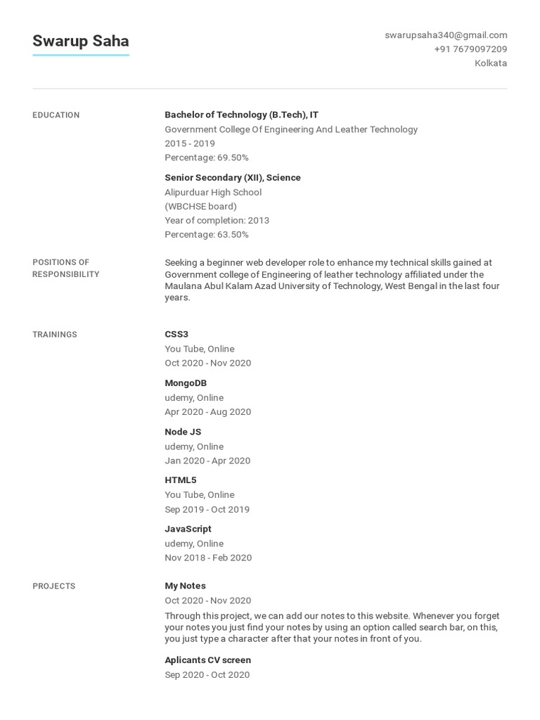 Beginner Web Developer Resume | PDF | Java Script | Web Software