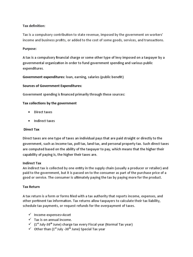 Tax Definition PDF Taxpayer Tax Return (United States)