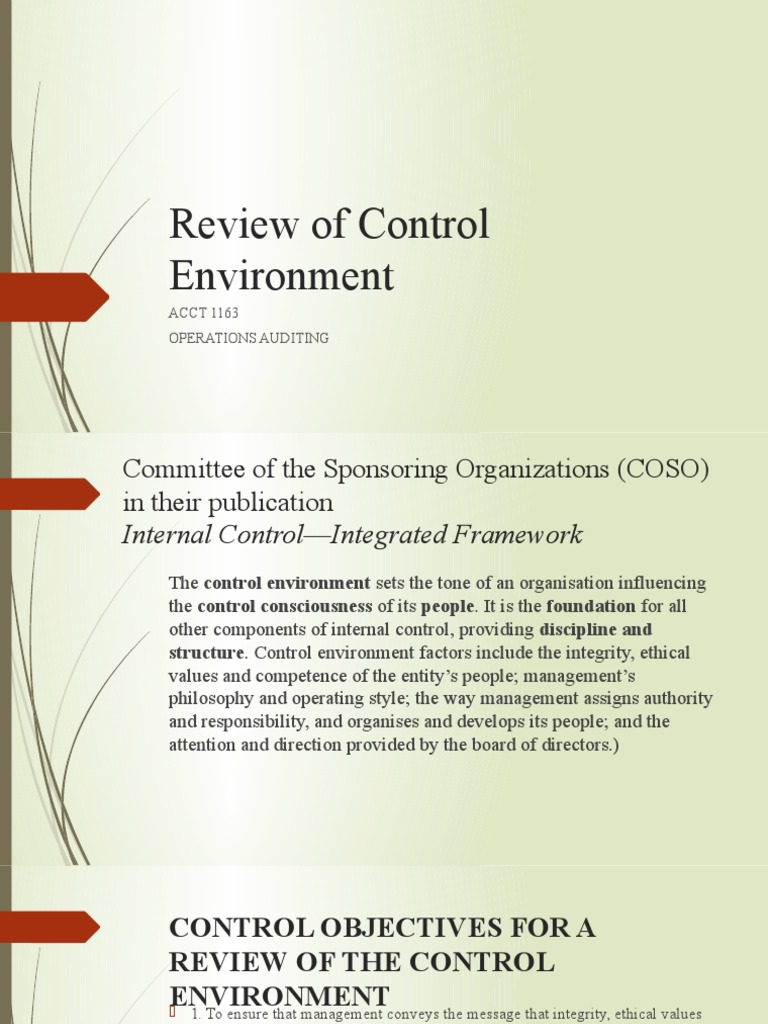 Week 7 - Review of Control Environment | PDF | Competence (Human ...