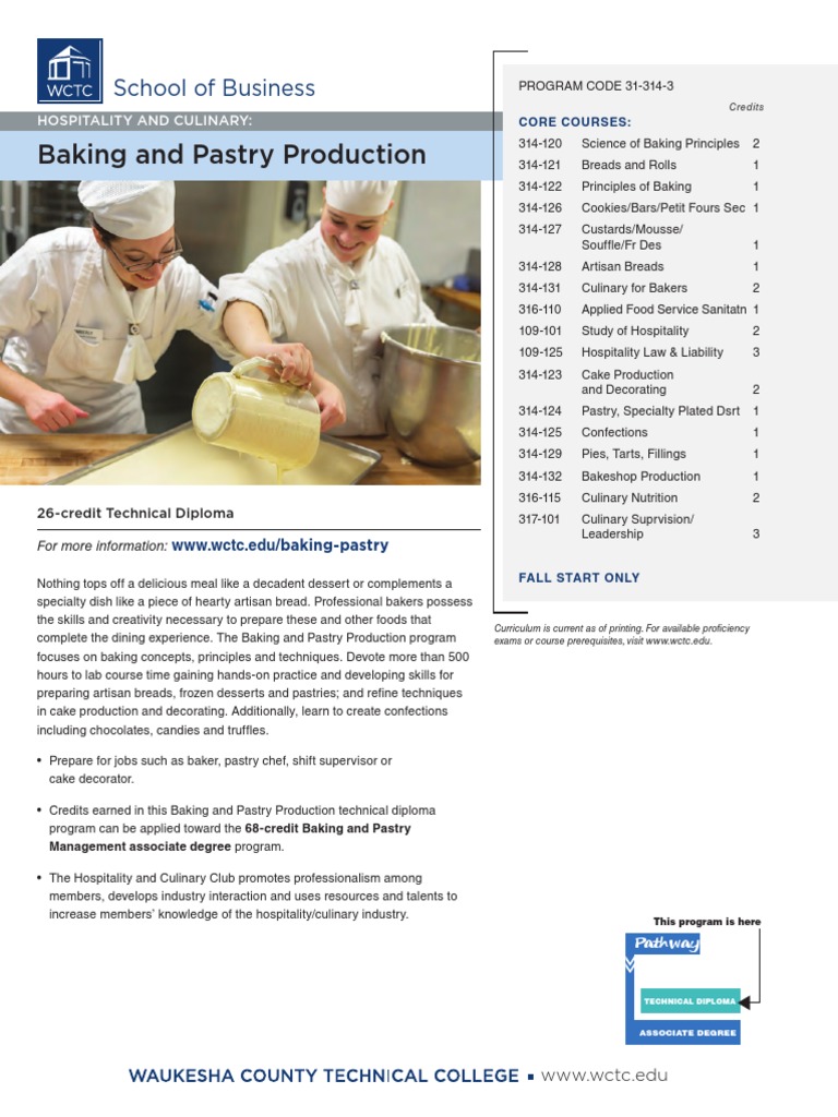 Baking and Pastry Production School of Business PDF Baking Desserts