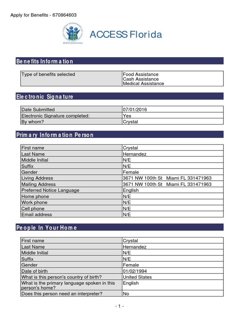 ACCESS Florida: Benefits Information | PDF | Human Trafficking ...