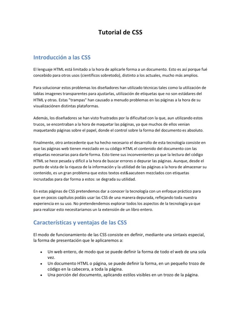 Tutorial de CSS | PDF | HTML | Hojas de estilo en cascada