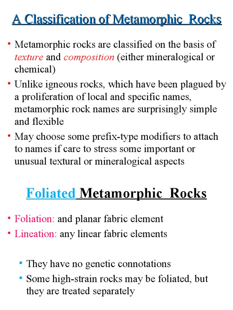 2 Metamorphic Classification | PDF | Rock (Geology) | Minerals