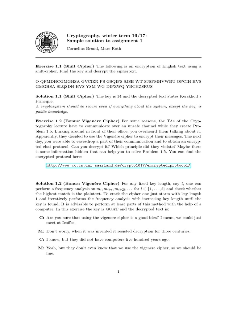 Cryptography Assignment Solutions 16/17 | PDF | Cryptography | Encryption