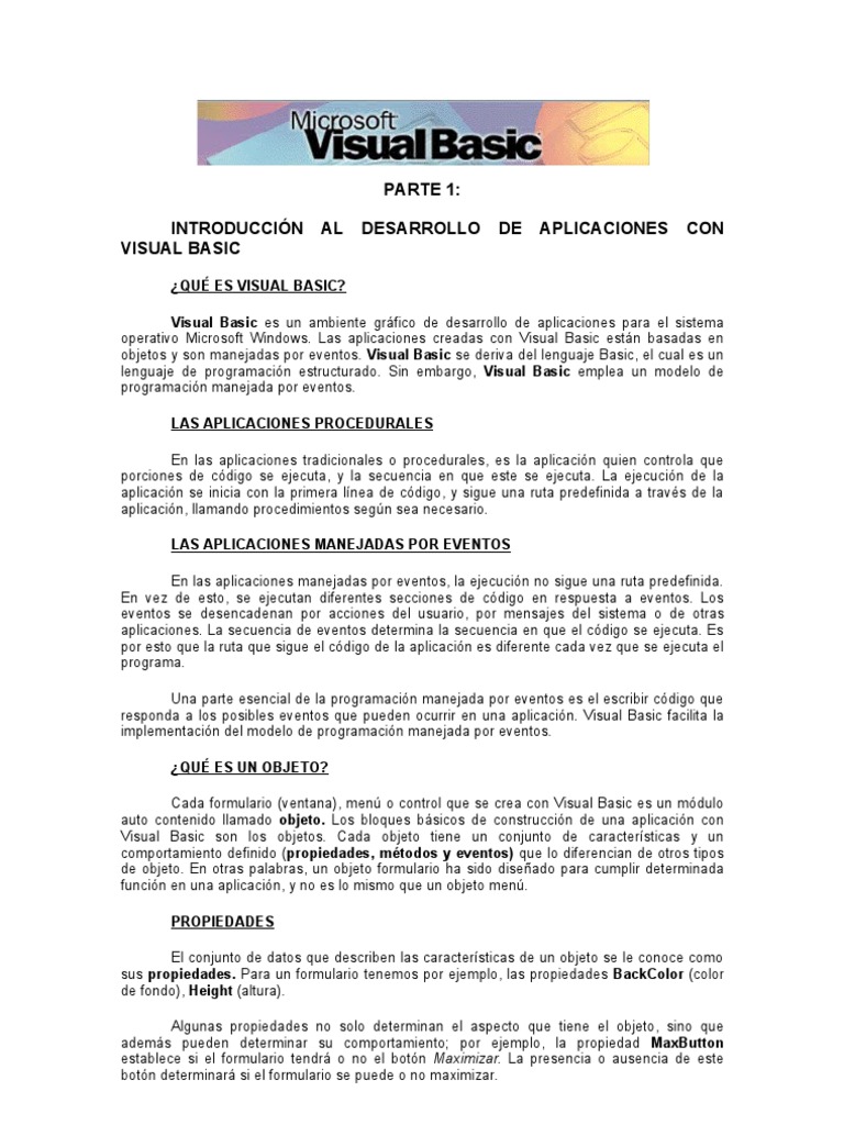 Visual Basic 6.0 Parte I | PDF | Ventana (informática) | Objeto ...