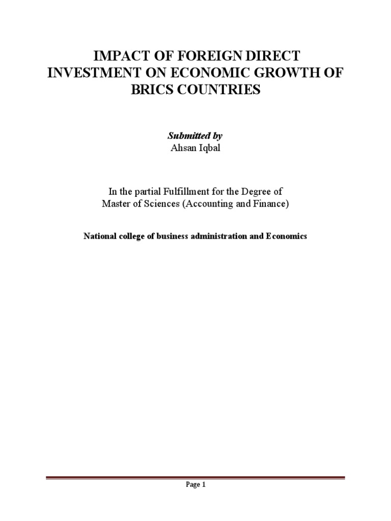 FDI Impact on BRICS Economic Growth | PDF | Errors And Residuals ...