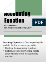 Accounting Equation: Prepared By: Ms. Jocelyn F. Española, LPT