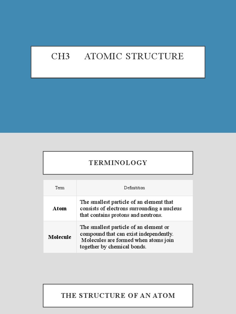 Ch3 Atomic Structure | PDF | Atoms | Proton